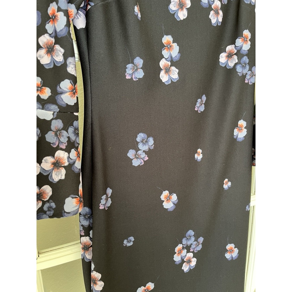Women's Knee Length Floral Navy Blue Tommy Hilfiger Dress Bell Sleeve Size 6 - Picture 4 of 8